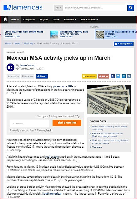 Mexican M&A activity picks up in March